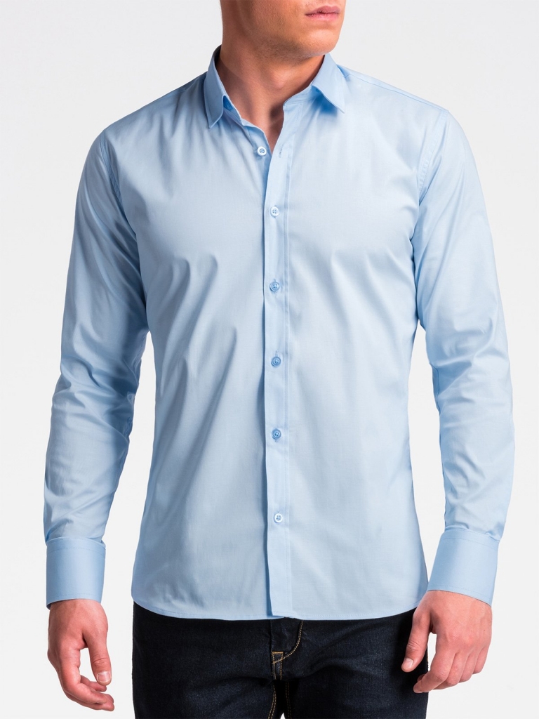 Koszula męska slim z długim rękawem K504 - błękitna
